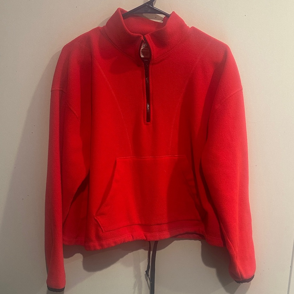 PINK Victoria's Secret Red Half-Zip Fleece Pullover